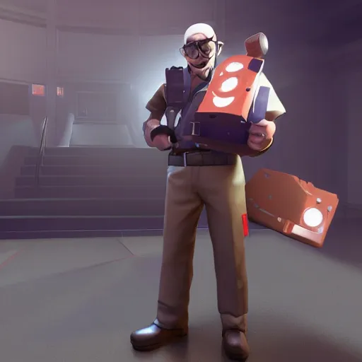 Prompt: albert eisenstein in tf 2, sfm render, steam workshop, source engine, team fortress 2, model