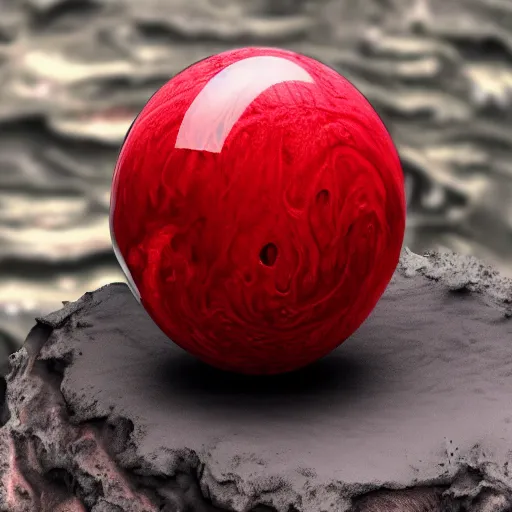 Prompt: realistic highly detailed elegant red volcanic sphere slime in a active volcano