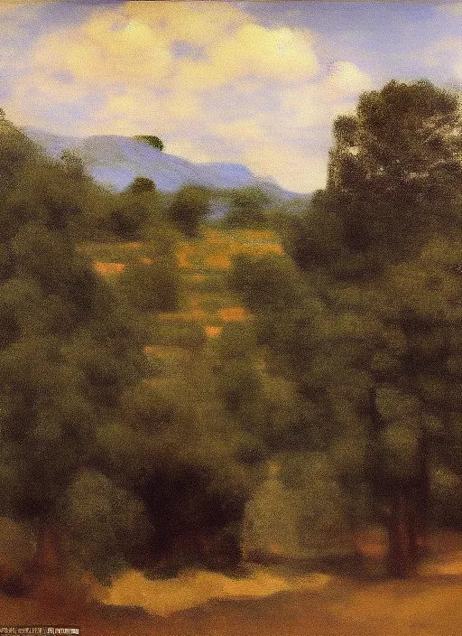 Prompt: a landscape painting so beautiful and universally loved it creates peace on earth by claude monet, by johannes vermeer, by velazquez, by cezanne, by gaston bussiere, masterpiece