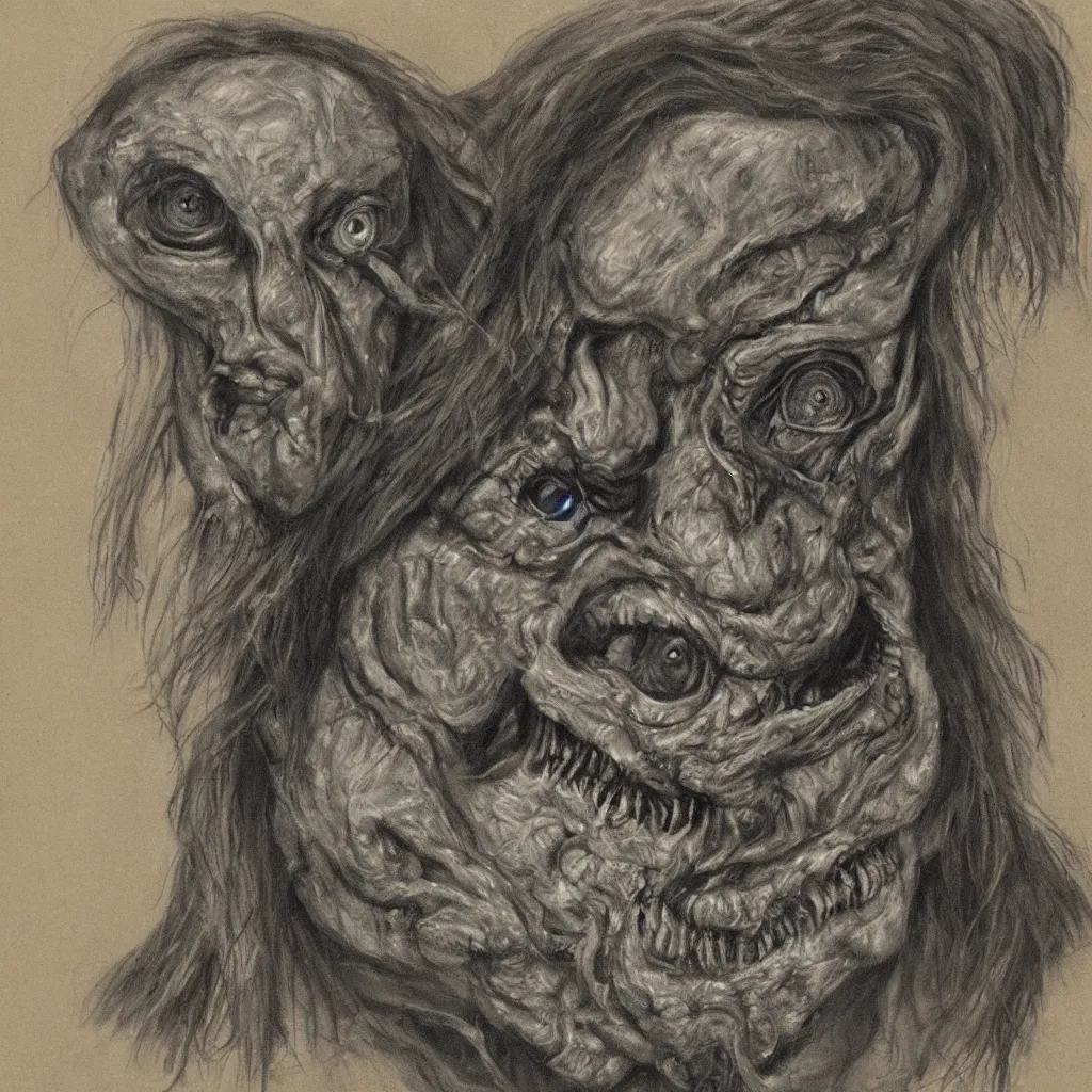 Image similar to horrifying creature portrait