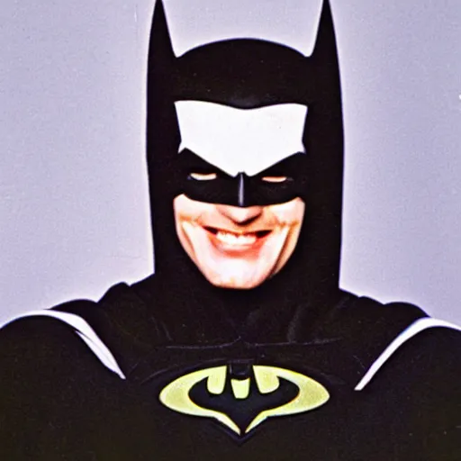 Image similar to a 1 9 8 0 s yearbook portrait of batman