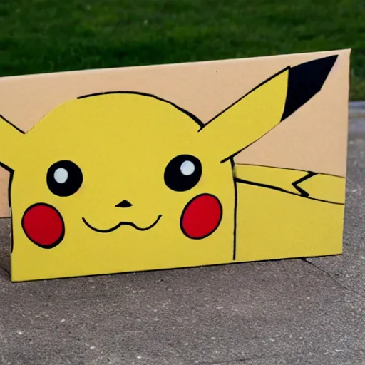 Image similar to Pikachu made out of cardboard