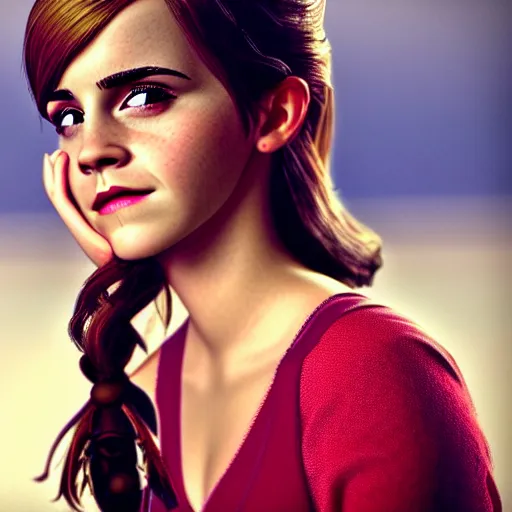 Image similar to emma watson new pixar disney dreamworks warner bros character, highly detailed, extremely high quality, hd, 4 k, 8 k, professional photographer, 4 0 mp, lifelike, top - rated, award winning, cinematic, realistic, detailed lighting, detailed shadows, sharp, no blur, edited, corrected, trending