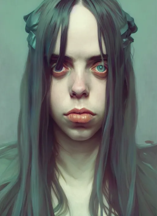 Prompt: Overlord Billie Eilish, body portrait, slight smile, highly detailed, digital painting, artstation, concept art, sharp focus, illustration, art by wlop and greg rutkowski and alphonse mucha and artgerm