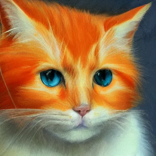 Prompt: a portrait of a fluffy orange cat