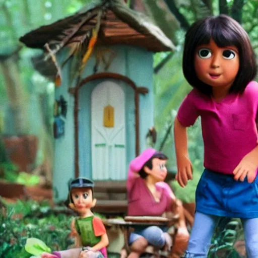 Prompt: Steve Buscemi as Dora the Explorer, set photography
