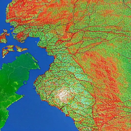 Image similar to a satellite image of the Netherlands with borders