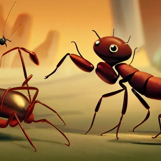 Image similar to The Ant battle, movie poster, artwork by Cory Loftis