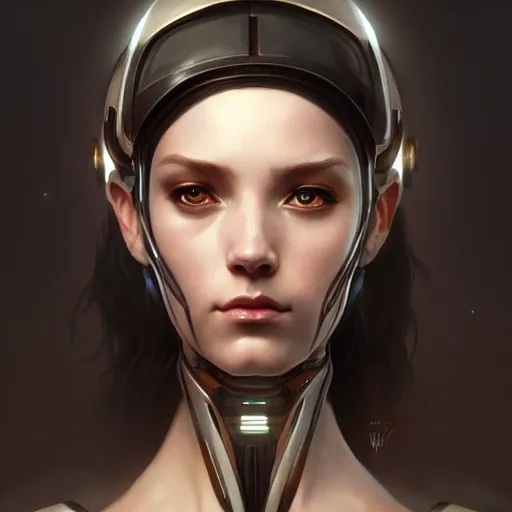 Image similar to portrait of a cyborg female, symetrical, fantasy, intricate, elegant, rim light, highly detailed, digital painting, artstation, concept art, matte, sharp focus, illustration, art by artgerm and greg rutkowski and william - adolphe bouguereau