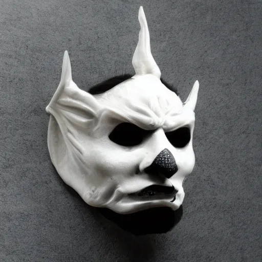 Prompt: azazel porcelain mask with black evil smoke around it, concept art, pencil, by a creative designer