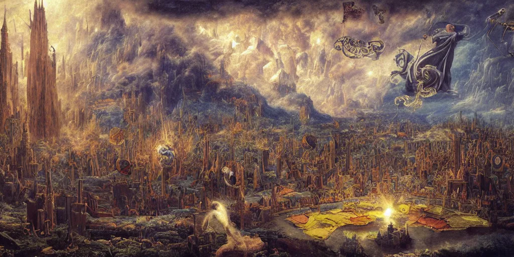 Image similar to a beautiful and highly detailed matte painting of magical tarot cards floating in the midst of magical explosions, intricate details, epic scale, insanely complex, 8 k, sharp focus, hyperrealism, very realistic, by caspar friedrich, albert bierstadt, james gurney, brian froud,