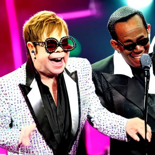 Prompt: Elton John and Ray Charles duet