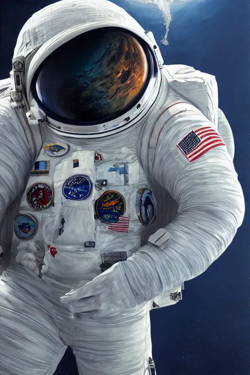 Prompt: whale shaped astronaut suit, oil on canvas, intricate, portrait, 8 k highly professionally detailed, hdr, cgsociety
