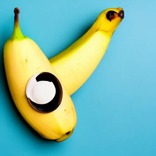 Image similar to Professional photograph of a peeled!!! banana with googly eyes and a duck beak. Peeled banana duck.