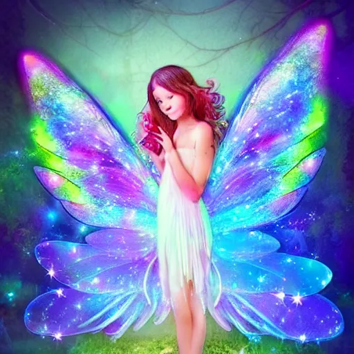 Image similar to fairy princess, galaxy wings, woodland grove, neon wings beautiful colorful pretty artistic 4 k artstation trending dramatic lighting realistic floral garden blooming flowers