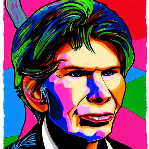 Image similar to bogdanoff portrait, pop art style, vivid colors