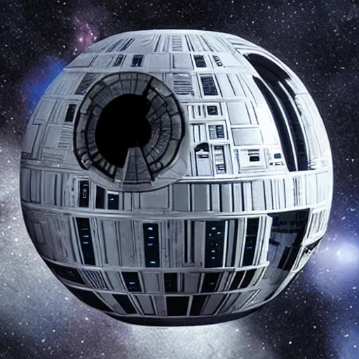 Image similar to death star mixed with the u. s. s. enterprise