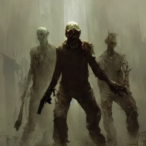 Image similar to a zombie apocalypse, evil, eerie, cinematic, horror, scary, craig mullins