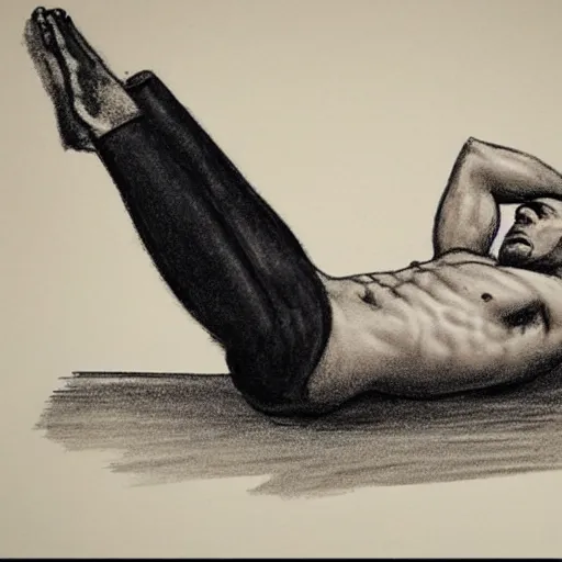 Prompt: sketch of a man doing situps