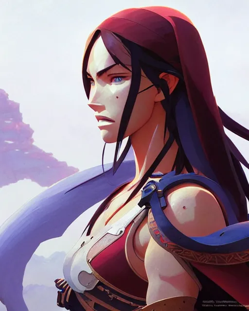 Image similar to azctec warrior, megan fox, detailed perfect face, exquisite details, fire magic, mid view, design on a white background, by studio muti, greg rutkowski makoto shinkai takashi takeuchi studio ghibli