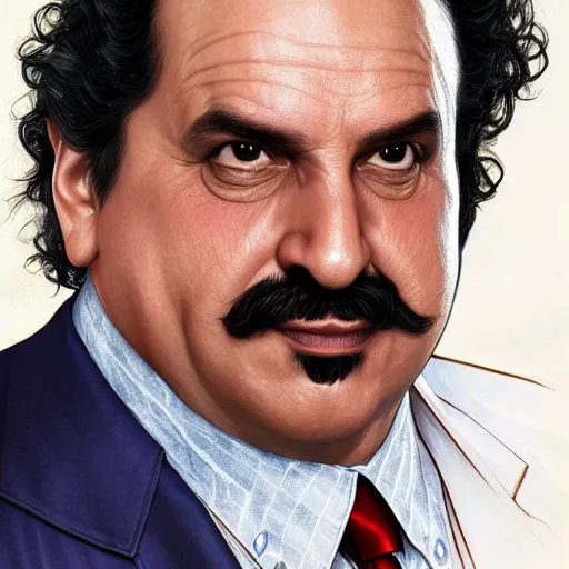 Prompt: handsome Ron Jeremy as President of United States of America as GTA character, sci-fi fantasy, closeup, D&D, intricate, elegant, highly detailed, digital painting, artstation, concept art, matte, sharp focus, illustration, art by Artgerm and Greg Rutkowski and Alphonse Mucha