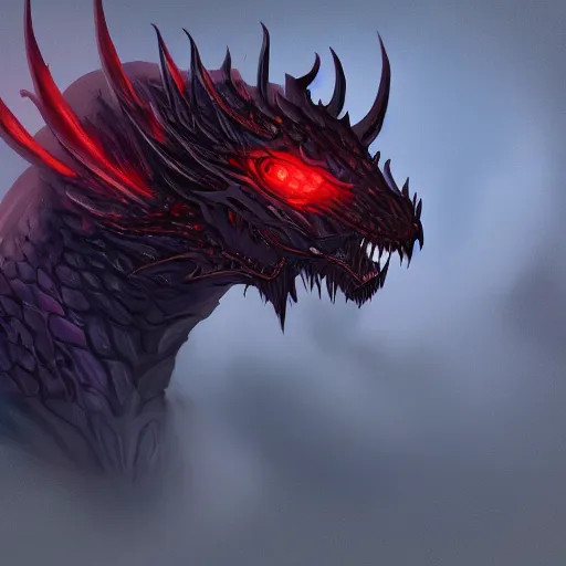 Prompt: A detailed digital painting of a realistic void dragon. Huge dragon. Trending on Artstation.