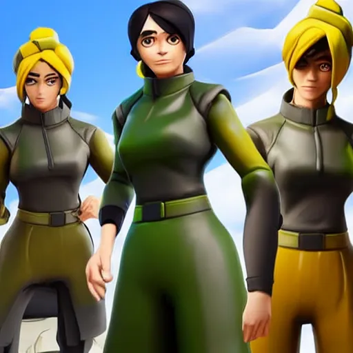 Prompt: toph beifong in fortnite, blind eyes, character render, full body shot, highly detailed, in game render