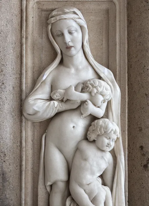 Prompt: Madonna carved out of marble