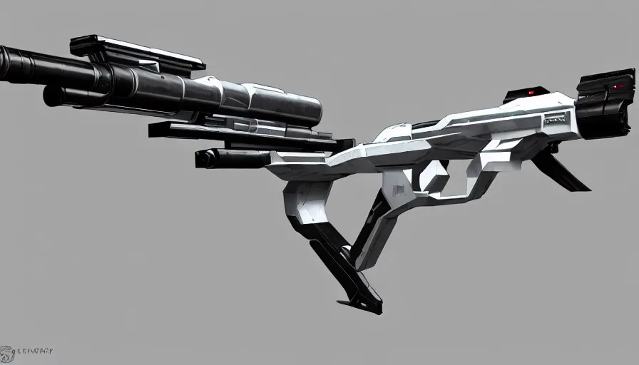 Prompt: extremely detailed realistic side view of a sci fi bullpup laser cannon, detailed pistol trigger, chemically propelled, massive battery, smooth streamline, battery and wires, railgun, chemrail, gauss, elegant sleek smooth body, white paint, smooth utopian design, ultra high quality, minimalist, octane, cod, destiny, warframe, terminator