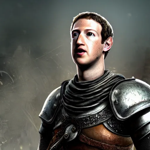 Image similar to Mark Zuckerberg in Dark Souls, highly detailed, high quality, HD, 4k, 8k, Canon 300mm, professional photographer, 40mp, lifelike, top-rated, award winning, realistic, sharp, no blur, edited, corrected, trending