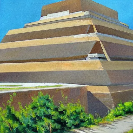 Prompt: a beautiful painting of a ziggurat