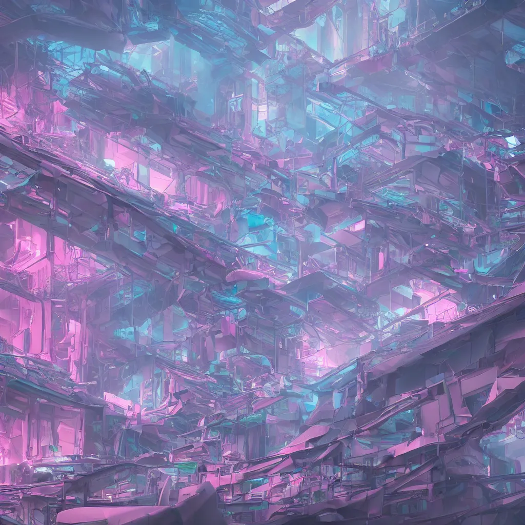 Prompt: biomaterial, architecture, futuristic, neon, pastel colors, hd 8 k, digital design, attention to details, abandoned, crowded