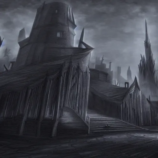 Prompt: The Citadel of Ash, dark, architectural, dynamic lighting, citadel, fantasy