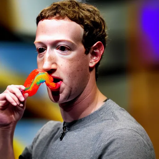 Image similar to photo of mark zuckerberg mouth full of gummy worms