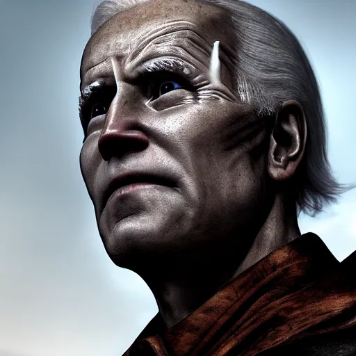 Image similar to biden in dante's inferno painting, crows, crosses, dark beauty, rotten gold, closeup faces, extremely detailed, cinema 4 d, unreal engine.