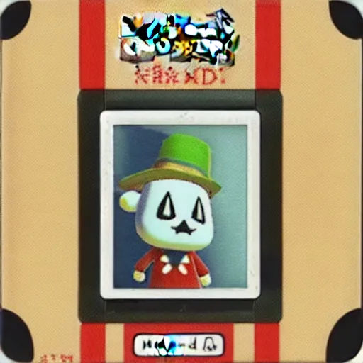 Prompt: polaroid photograph of a haunted copy of animal crossing for the nintendo 3 ds