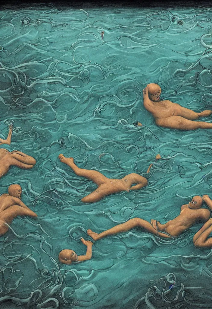 Image similar to highly detailed surrealist art about drowning slowly