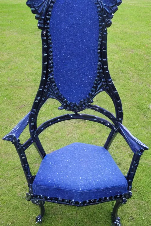 Prompt: a large chair made out of sapphire stone