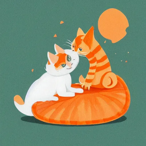 Image similar to tiny dragon cuddling an orange tabby cat, cozy, realistic