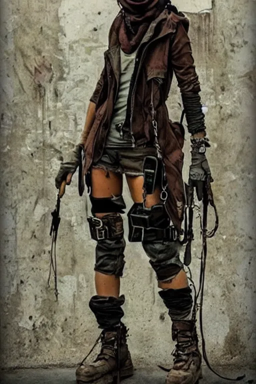 Image similar to post-apocalyptic fashion outfit