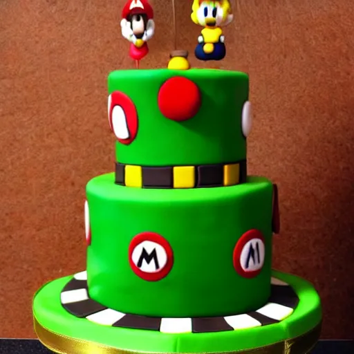 Prompt: a mario brothers cake