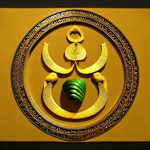 Image similar to stylized gold golden bok choy symbol : : ornate, dynamic, particulate, intricate, elegant, highly detailed, centered, artstation, smooth, sharp focus, octane render, 3 d