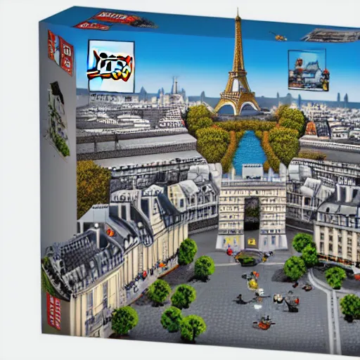 Image similar to aerial view of paris in lego.