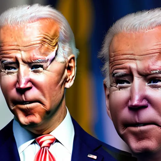 Image similar to joe biden with translucent skin,