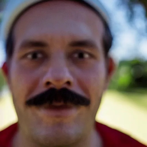 Prompt: a close - up photo of a man who looks like luigi from game, ultra hd, iphone, 3 0 mm, bokeh photo