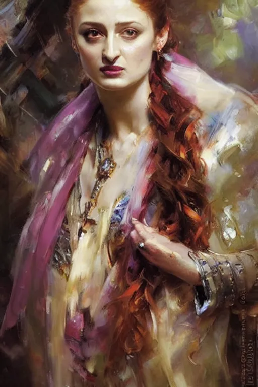 Image similar to sansa, painting by daniel gerhartz, alphonse murac, detailed art, fantasy