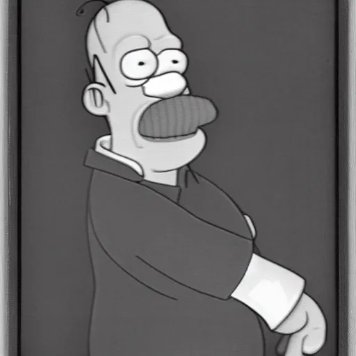 Image similar to a still polaroid photo of the real homer simpson