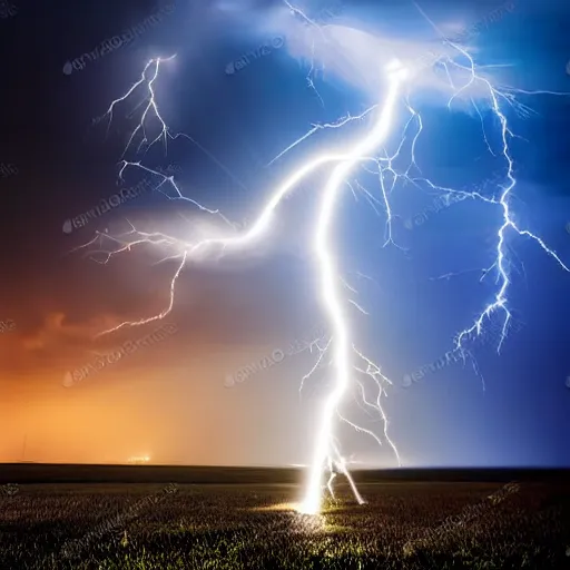 Image similar to futuristic flying car emerging from a circle of lightning in the sky, thunderstorm at night, 28mm dramatic photo