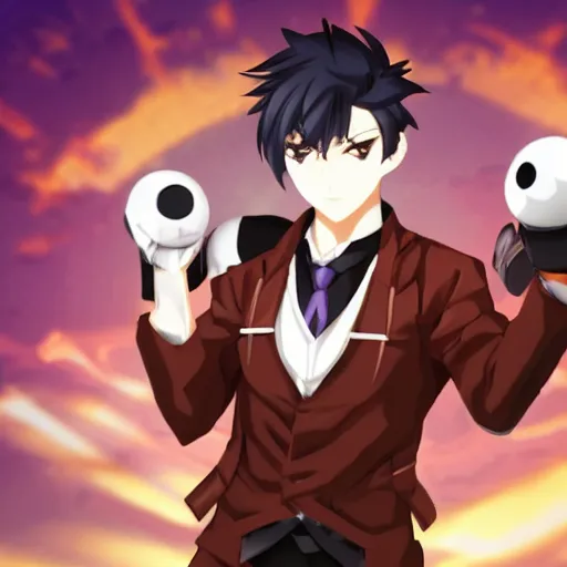 Image similar to battler ushiromiya holding small bombs