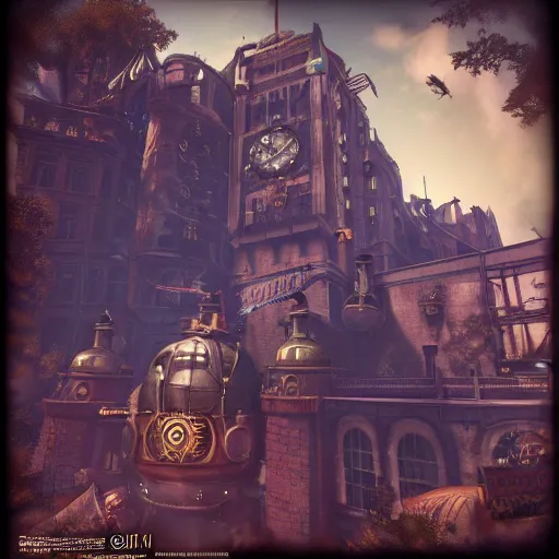 Image similar to a flying steampunk fortress, bioshock infinite, detailed, behrens style, unreal 5 render, fantasy digital art, octane render, beautiful composition, trending on artstation